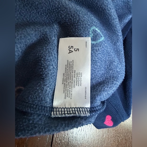 Polyester fleece size 5 toddler. Blue with pink hearts. - Picture 4 of 4